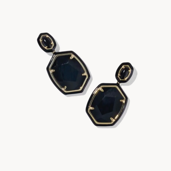 Kendra Scott Jewelry - Kendra Scott Daphne Enamel Frame Gold Drop Earrings in Black Agate